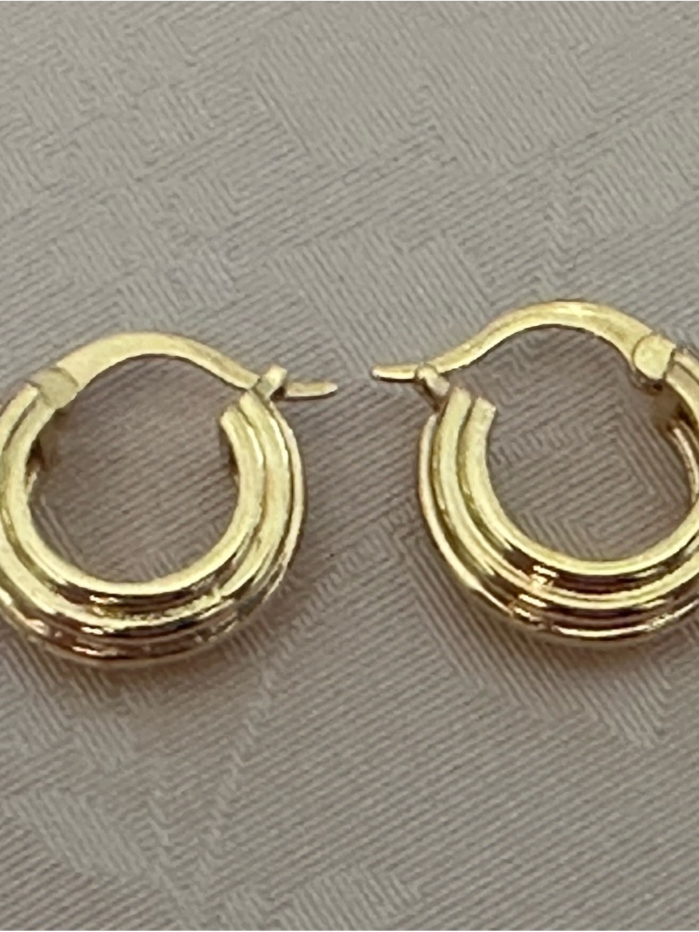 Classic Gold-Tone Triple-Ridge Mini Hoop Earrings